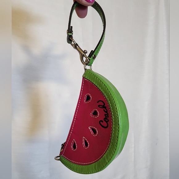 Coach Vintage Watermelon Slice Wristlet Keychain, Green & Pink, EUC, 2005 - Picture 10 of 10